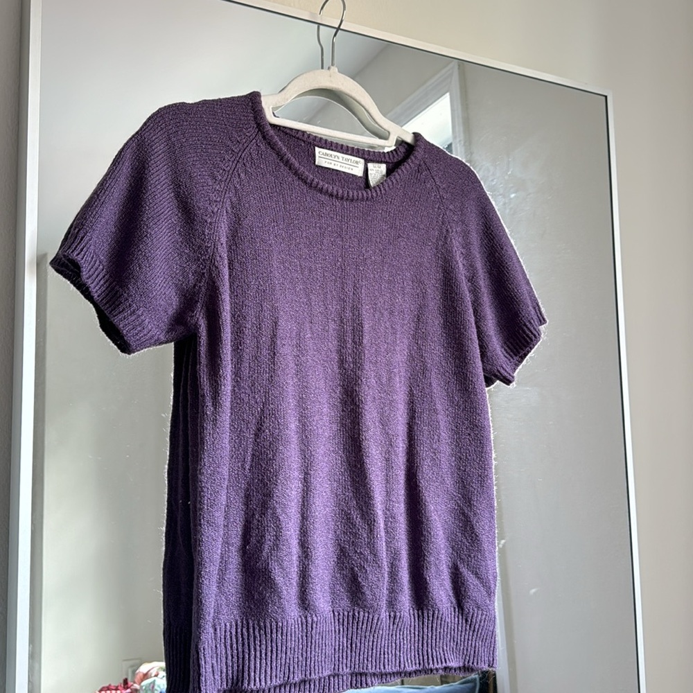Purple short sleeved sweater top